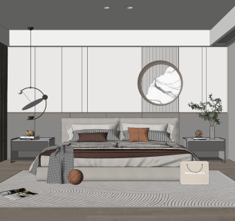 现代家居卧室SU模型下载