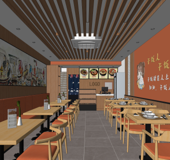 现代快餐厅SU模型下载