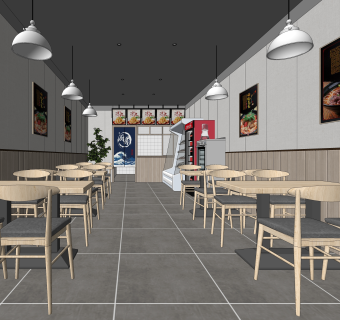 现代快餐店SU模型下载