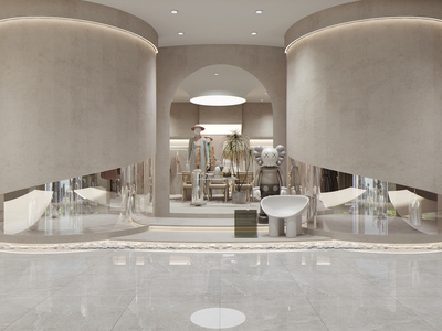 侘寂风女装服装店SU模型下载