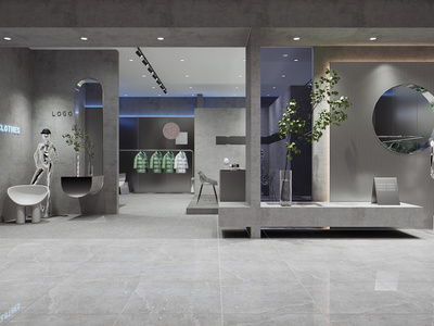 现代潮牌女装服装店SU模型下载