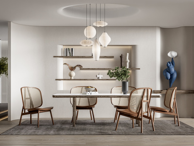 现代餐厅SU模型下载