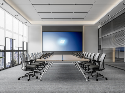 现代会议室SU模型下载