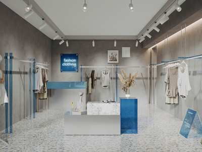 现代服装店SU模型下载