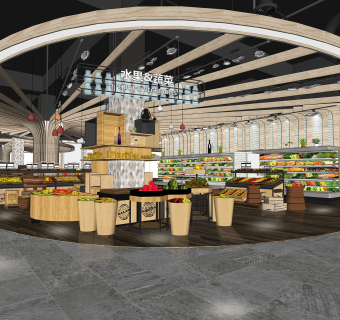 现代超市水果区SU模型下载