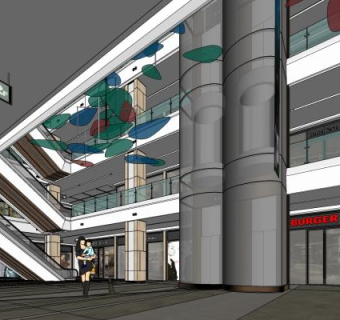 现代商场SU模型下载