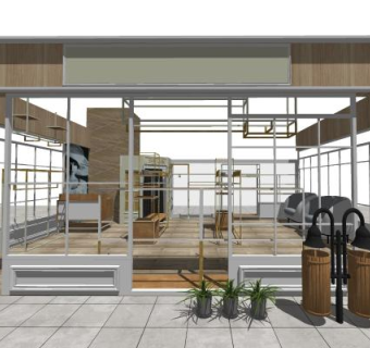 现代简约服装店SU模型下载