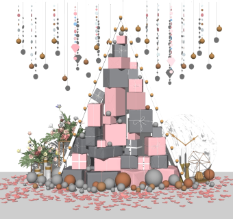 北欧礼物盒饰品摆件美陈SU模型下载