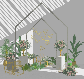 代婚庆合影区SU模型下载