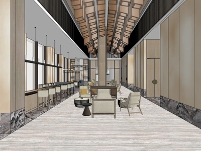 售楼处室内设计SU模型SU模型下载