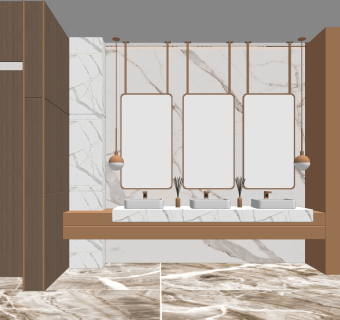 现代工装酒店卫生间SU模型下载