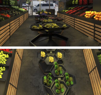 现代蔬菜水果店SU模型下载