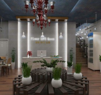 工业风花店SU模型下载