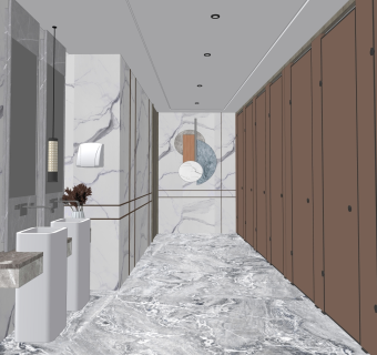 现代公共卫生间SU模型下载