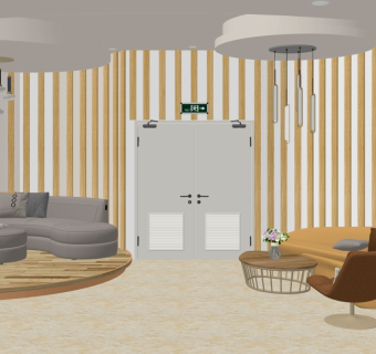 现代酒店休息室SU模型下载