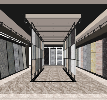 现代瓷砖展厅SU模型下载