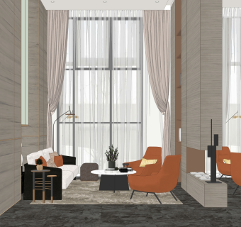 现代售楼处SU模型下载