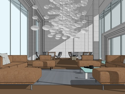 现代风格售楼部SU模型下载