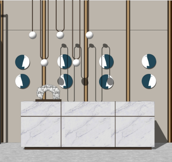 现代售楼处前台接待SU模型下载