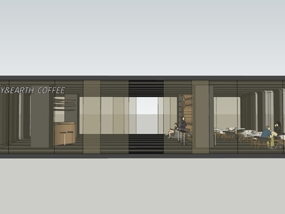现代咖啡厅su模型SU模型下载