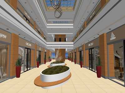 现代风格商场展区SU模型下载