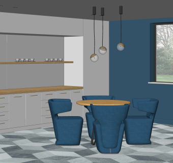 现代办公休息室SU模型下载