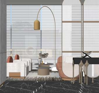 现代售楼处SU模型下载