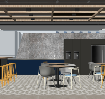 现代茶水间国外SU模型下载