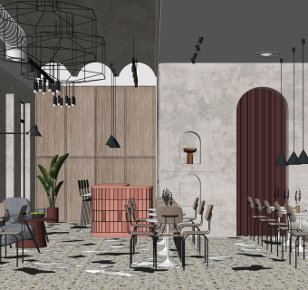 现代奶茶咖啡店国外SU模型下载