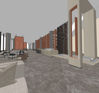 新中式售楼处SU模型下载