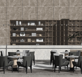 新中式售楼处休息区SU模型下载