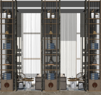 新中式售楼处SU模型下载