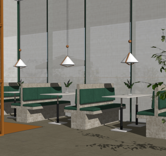 现代餐厅国外SU模型下载