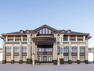 古典风格售楼部SU模型下载