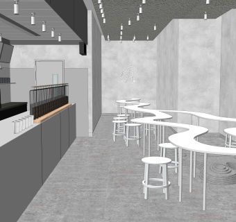 现代奶茶店SU模型下载