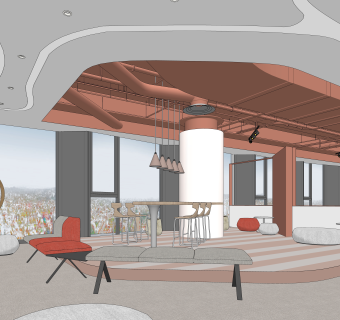 现代办公休息区SU模型下载