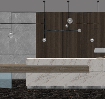 现代大厅接待前台SU模型下载