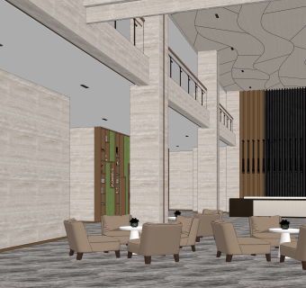 现代大堂接待处SU模型下载