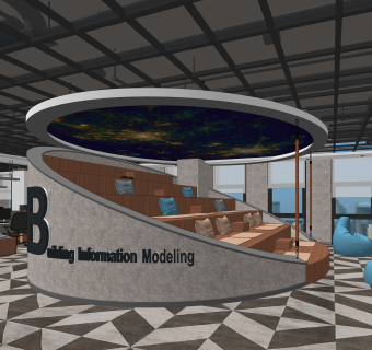 现代流行现代办公区休闲区国外SU模型下载