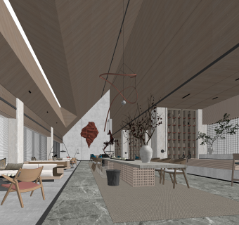 新中式售楼处SU模型下载