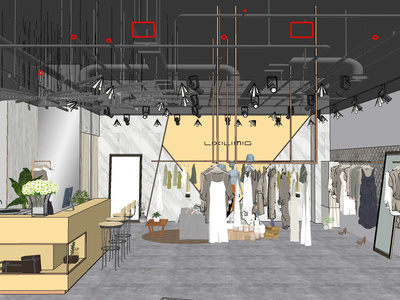 北欧风女装专卖店SU模型下载