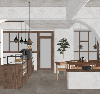 侘寂面包店SU模型下载