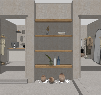 侘寂服装店SU模型下载