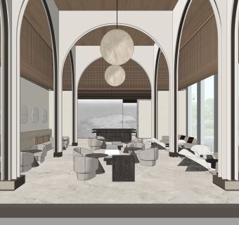 现代售楼处SU模型下载