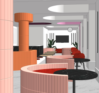 wanna设计现代风格咖啡店SU模型下载