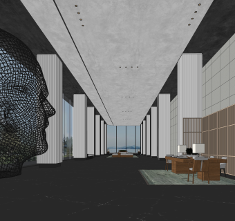 ccd郑中设计现代风格酒店大堂SU模型下载