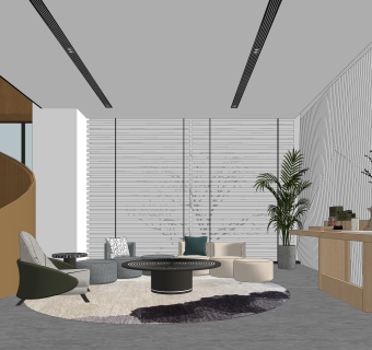 gnd恩嘉设计现代风格售楼处洽谈区SU模型下载