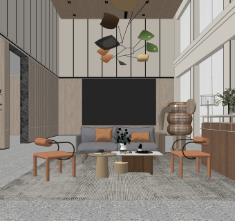 lestyle乐尚设计现代风格售楼处SU模型下载