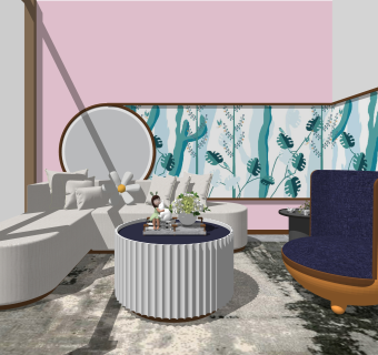 太吉元禾设计现代风格售楼处SU模型下载