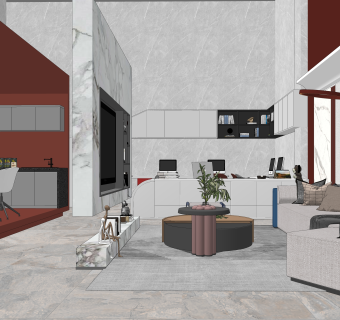 现代公司休息区SU模型下载